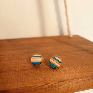 Reclaimed skateboard stud earrings